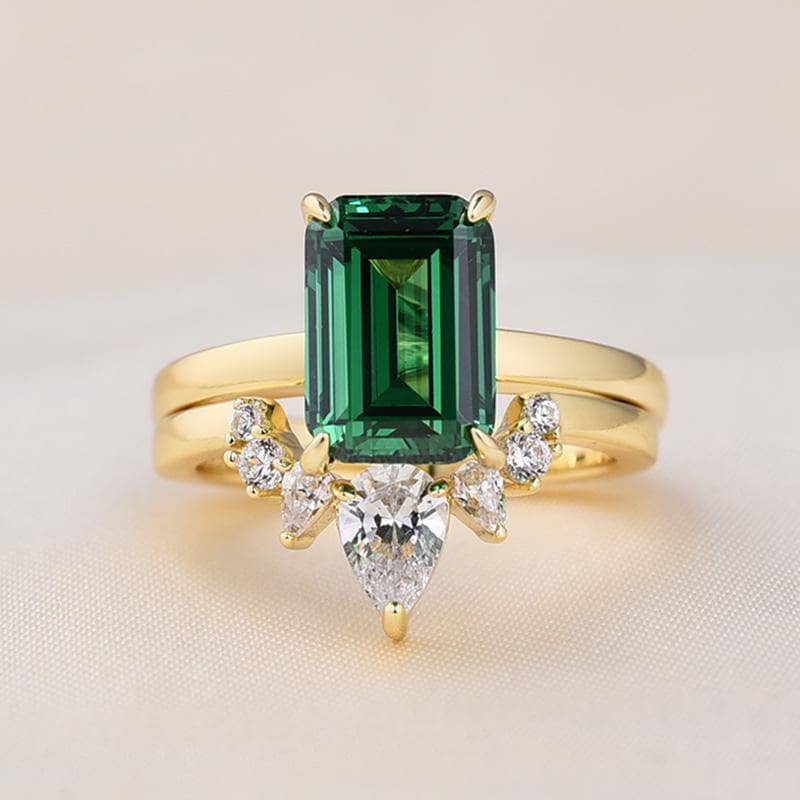 3.00 Carat Emerald Cut Black Diamond Solitaire Engagement Ring Rhodium Plated,Wedding Ring,Black 2024 Bridal Ring,Three Stone Rings,FullBlackRing