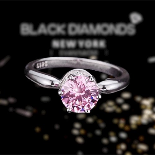 Created Diamond 6 Claws Crown Anniversary Ring 1.25 Ct Fancy Pink-Black Diamonds New York