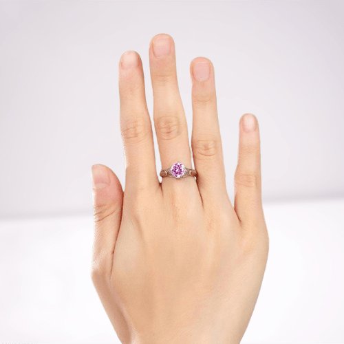 Created Diamond Flower Engagement Ring 1.25 Ct Fancy Pink from