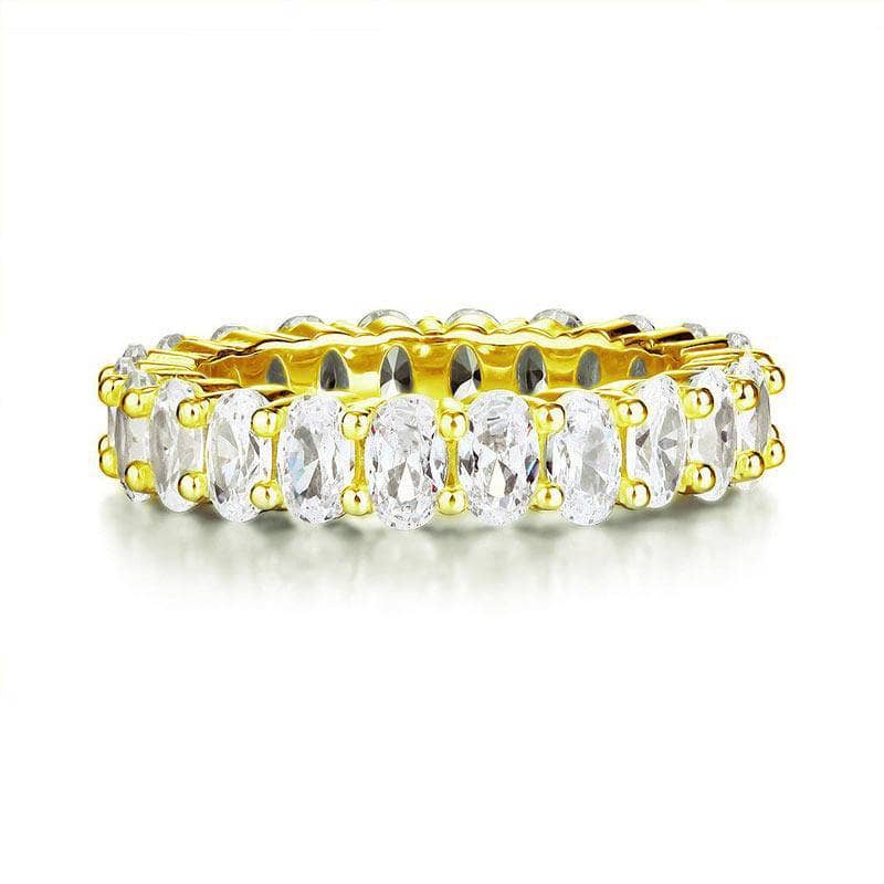 Created Diamond Oval Cut Eternity Yellow Gold Plated Wedding Band-Black Diamonds New York