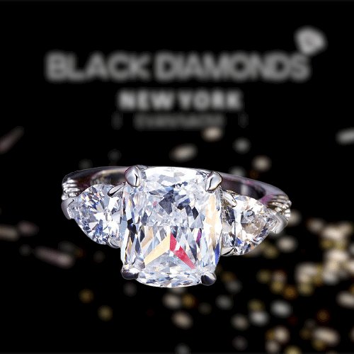 Created Diamond Three-Stone 5CT Luxury Ring-Black Diamonds New York