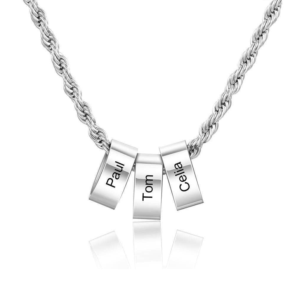 Custom Steel Beads Name Necklace-Black Diamonds New York