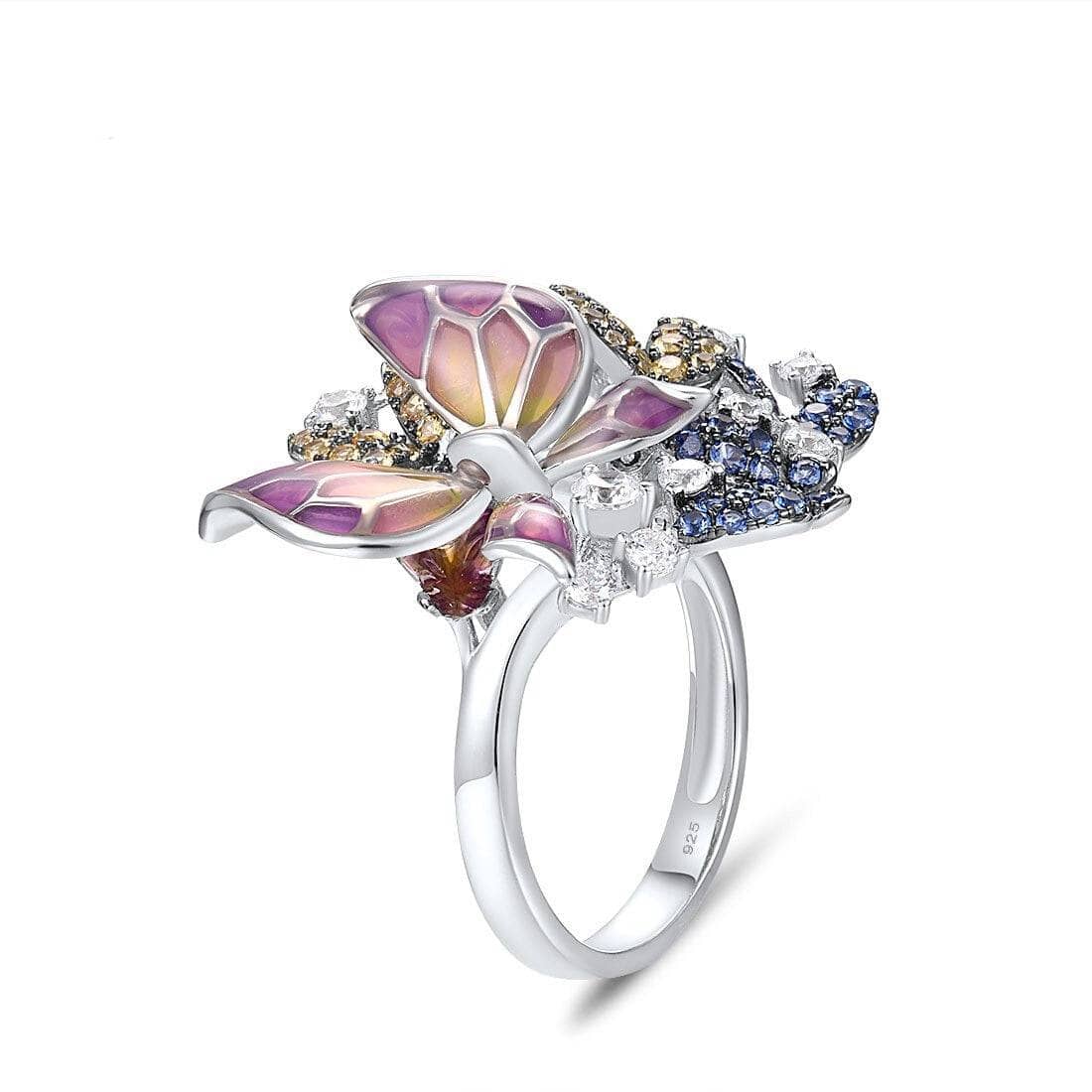 Delicate Created Diamond Butterfly Ring-Black Diamonds New York