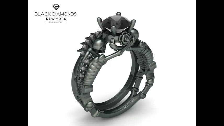 Eternal Adoration- 1.5 Carat Black Diamond Gothic Ring Set