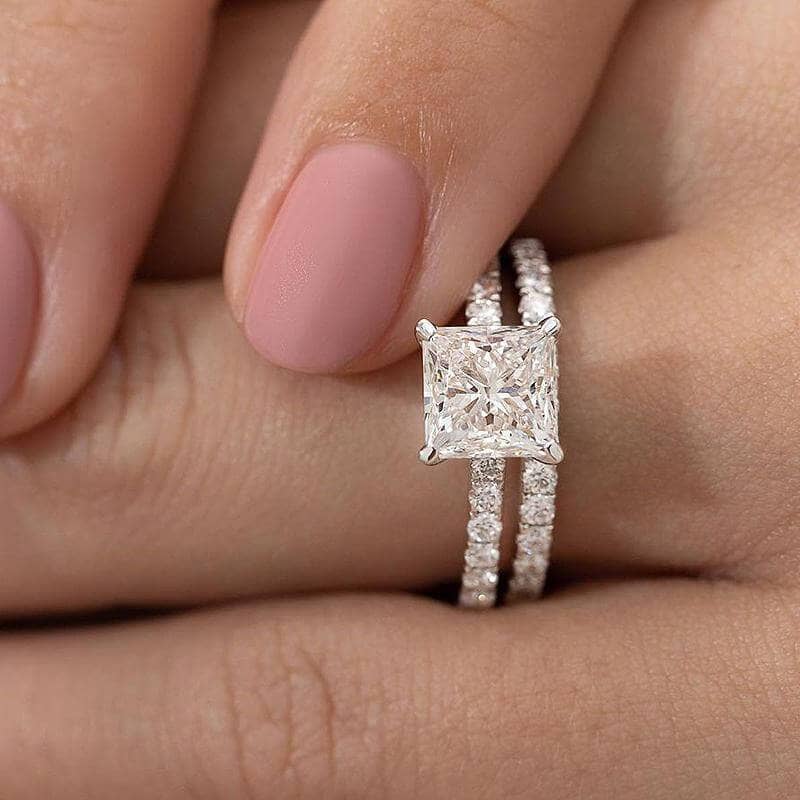 Platinum 1.5 ct radiant cut cushion bridal ring set store
