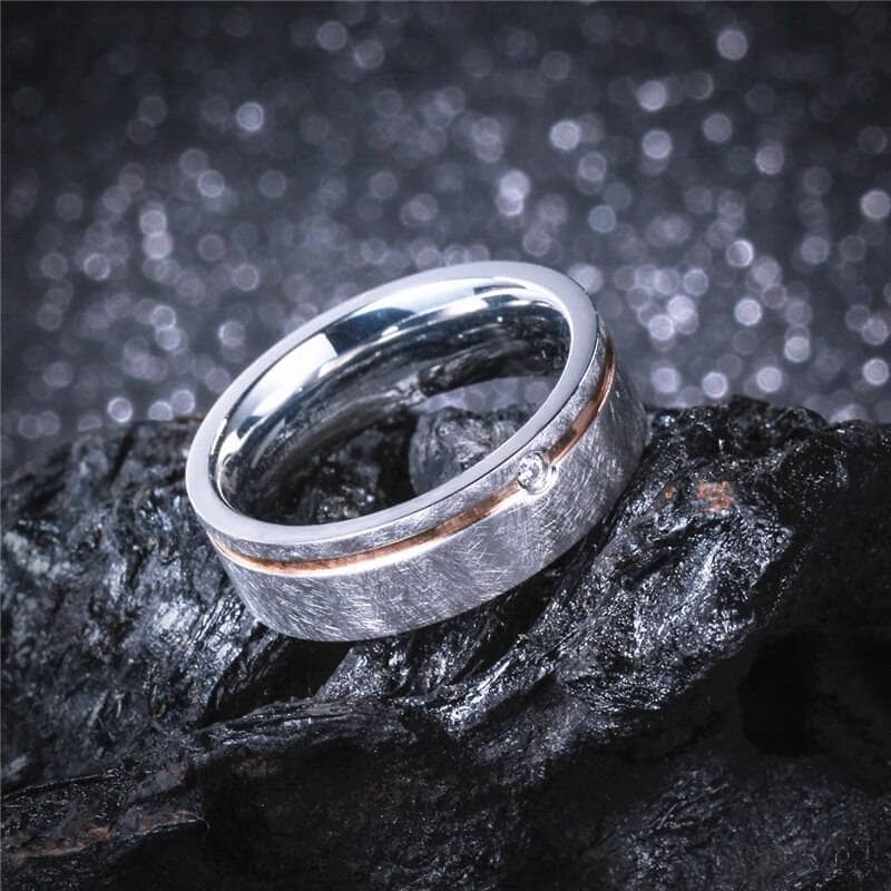 Rose Gold Tungsten Wedding Ring,Black Tungsten Wedding Band,Anniversary Ring,Unique Tungsten newest Ring,Men & Women,18k Rose Gold Ring,Brush Band