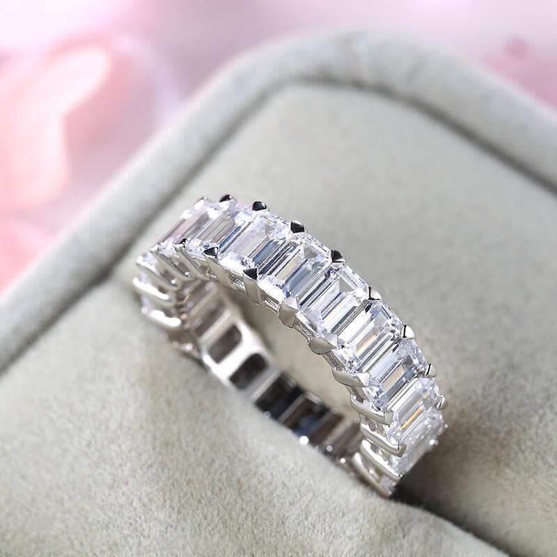 Eternity Emerald Cut Diamond Women's Wedding Band-Black Diamonds New York