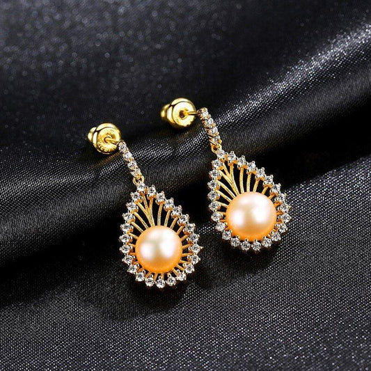 Ethnic Style Natural Pearl Stud Earrings-Black Diamonds New York