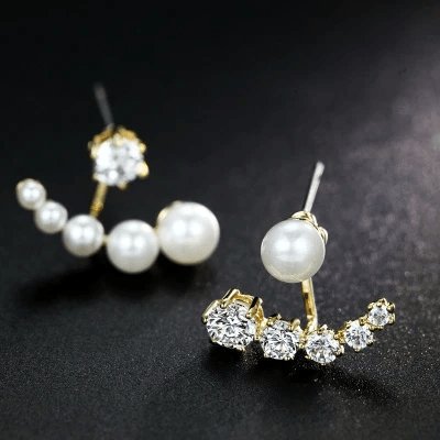 Diamond Asymmetric Detachable Pearl Earrings-Black Diamonds New York