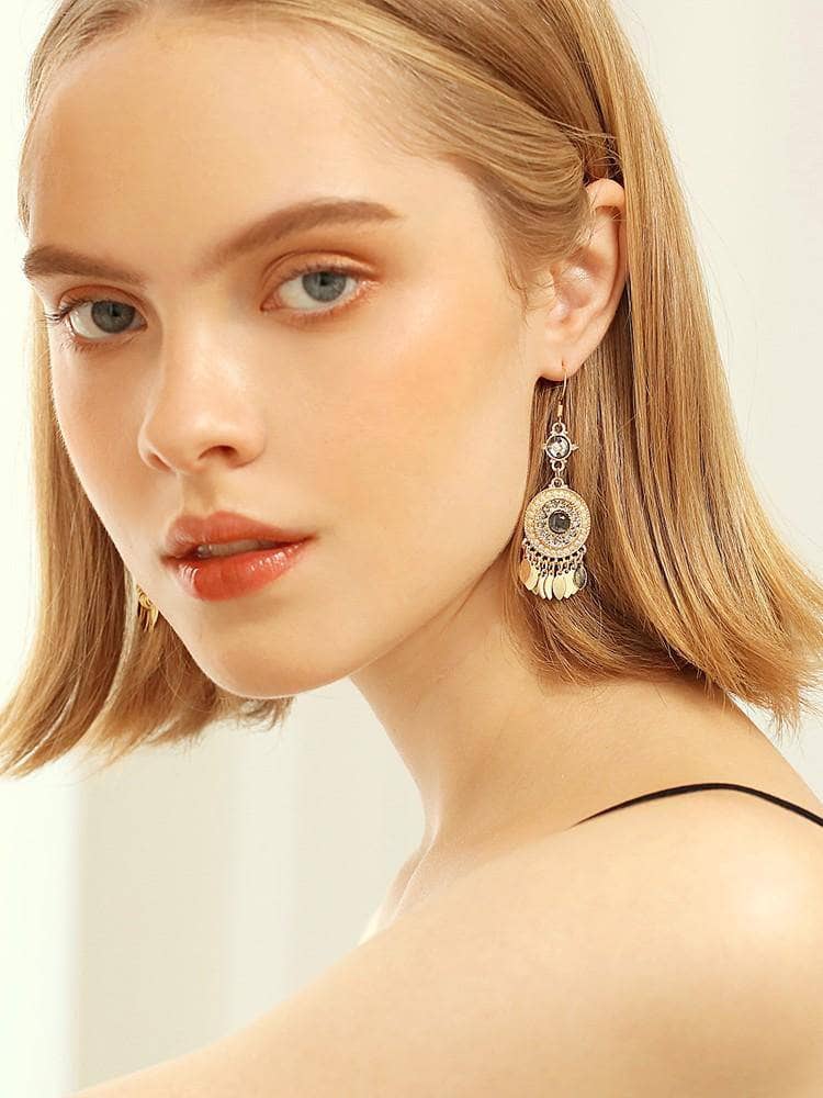 Created Diamond Bohemian Style Long Tassel Elegant Earring-Black Diamonds New York