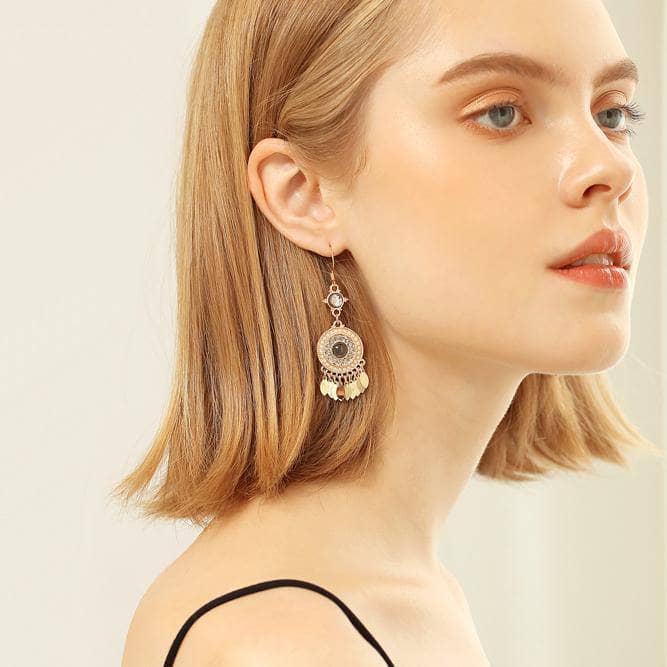 Created Diamond Bohemian Style Long Tassel Elegant Earring-Black Diamonds New York