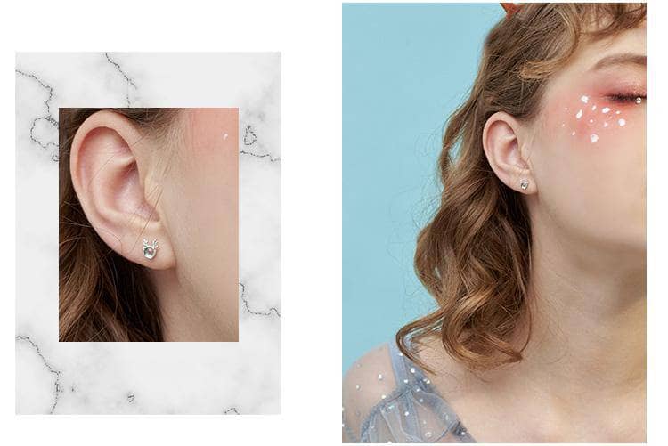 Crystal 2024 Antler Stud Earrings for