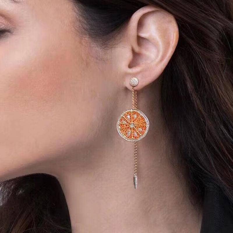 Created Diamond-encrusted Orange Ear String-Black Diamonds New York