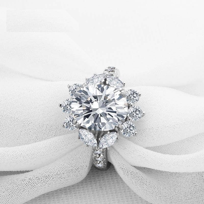 Created Diamond Luxury Flower Oval Engagement Halo Ring-Black Diamonds New York