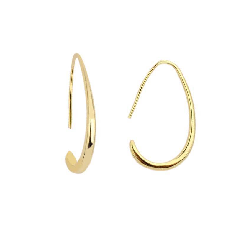 Created Diamond Simple Design of Elliptical Metal Earrings-Black Diamonds New York