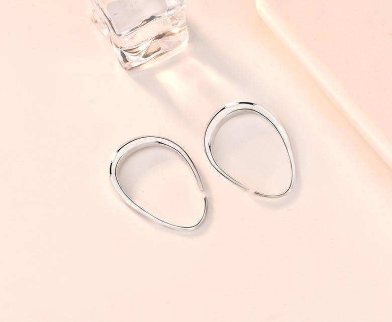 Created Diamond Simple Design of Elliptical Metal Earrings-Black Diamonds New York