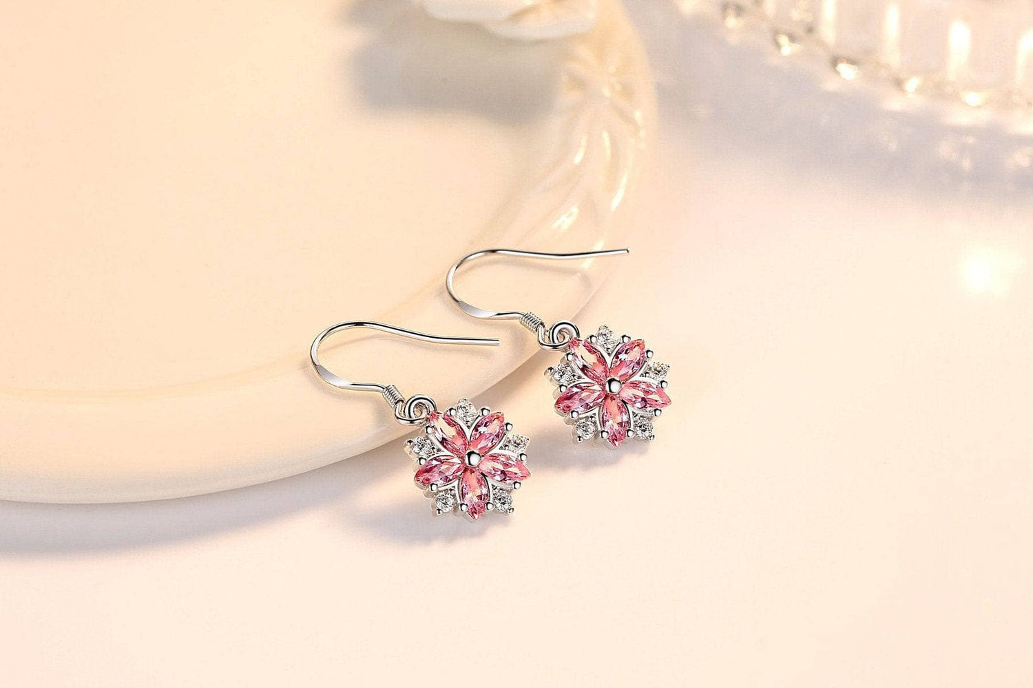 Created Diamond Crystal Snowflake Earrings-Black Diamonds New York