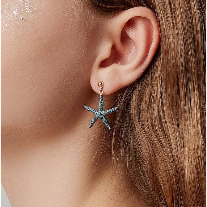 Created Diamond Starfish Earrings-Black Diamonds New York