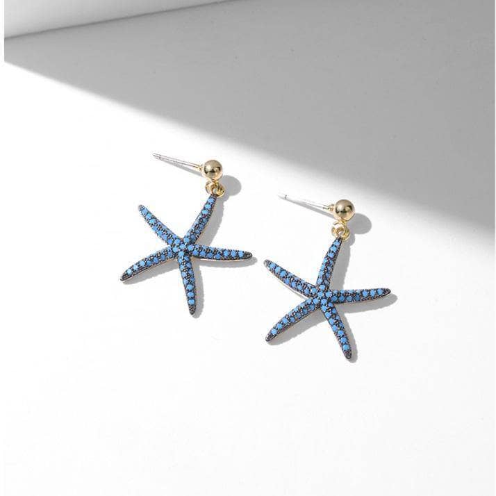 Created Diamond Starfish Earrings-Black Diamonds New York