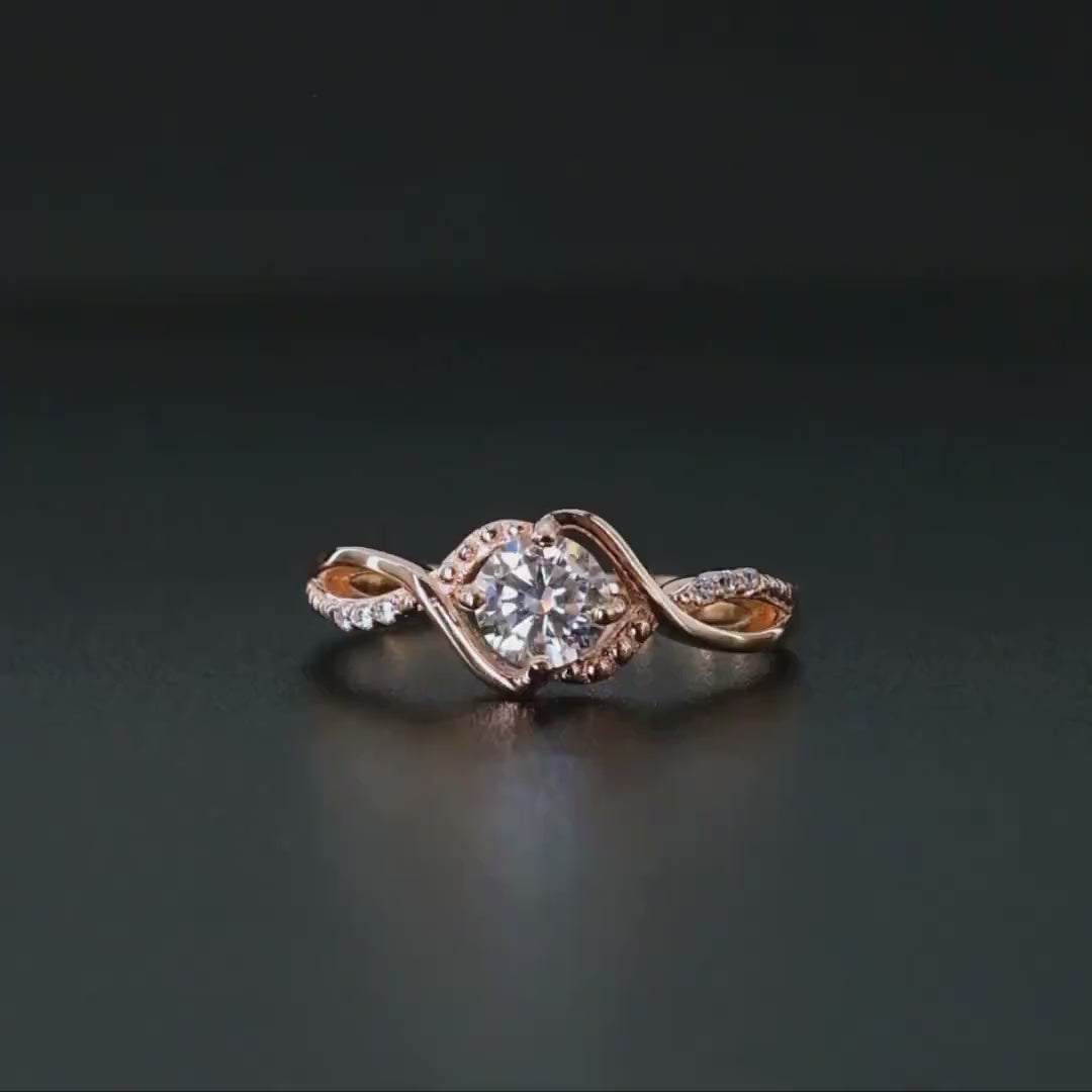 1.0 Carat Round Cut Diamond Twist Promise Ring