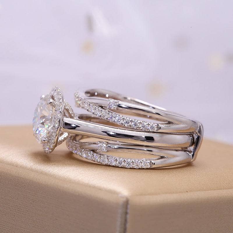 New deals 14k white gold wedding ring set