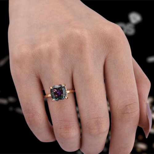 Alexandrite cushion cut ring hot sale