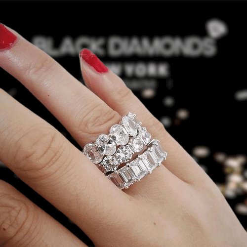 Eternity Emerald Round Oval Cut Wedding Band Set