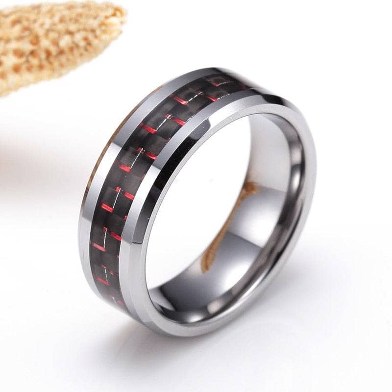 Men's Tungsten Wedding Band with Carbon Fiber-Black Diamonds New York