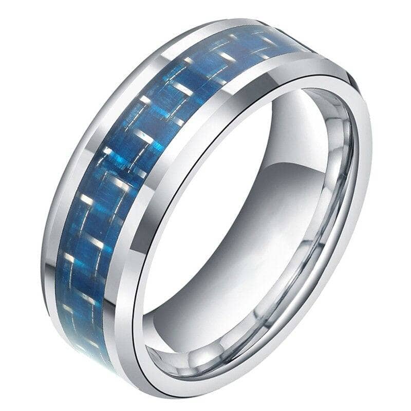 Men's Tungsten Wedding Band with Carbon Fiber-Black Diamonds New York