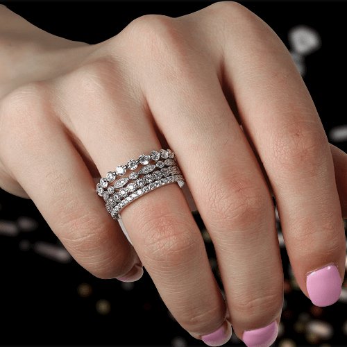 Full Eternity 4PC Stackable Ring Band Set-Black Diamonds New York