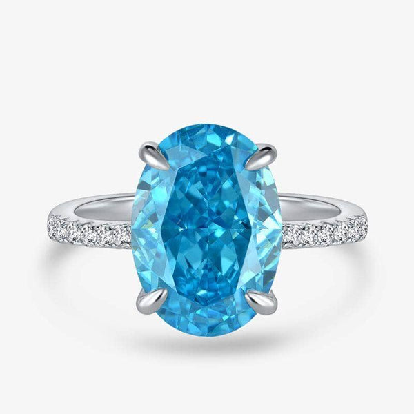 Gorgeous Oval Cut Light Aquamarine Blue Simulated Diamond Engagement Ring