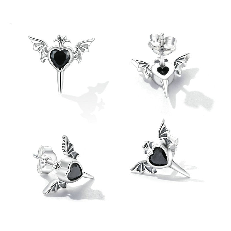 Gothic Black Created Diamond Earrings-Black Diamonds New York