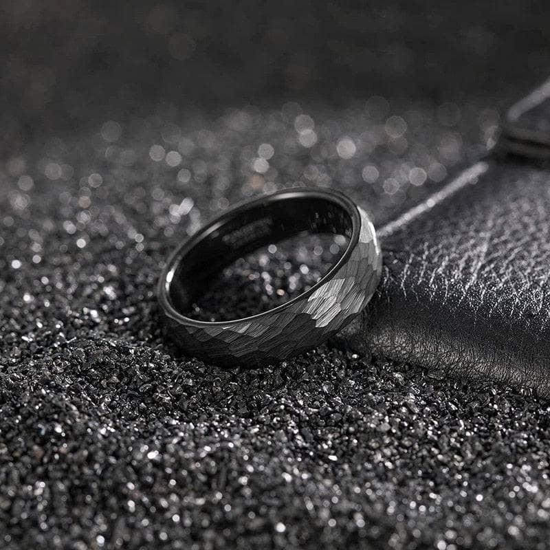 Mens hammered tungsten wedding bands clearance