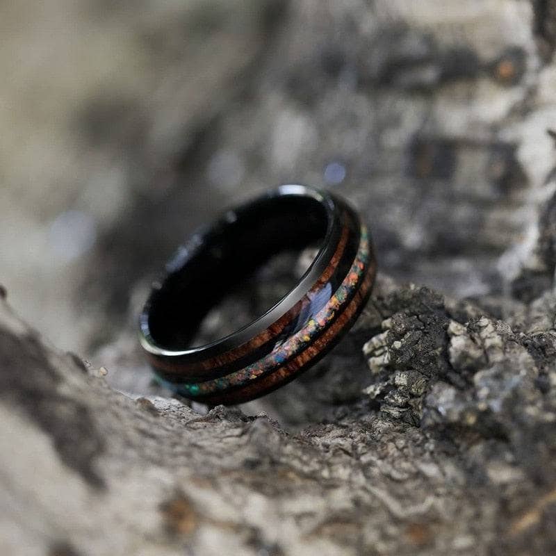 Green Opal Ring, hotsell White Opal Ring, Abalone Ring, Black Tungsten Ring, Black Wedding Ring, 8mm Ring, Anniversary Ring, Promise Ring