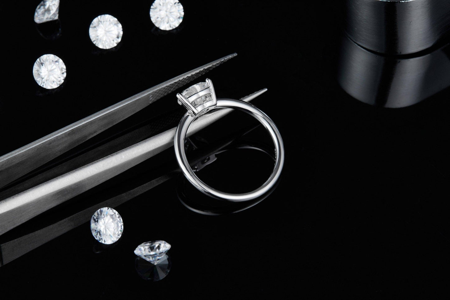 Heart 1.0Ct 6.5mm Diamond Ring-Black Diamonds New York