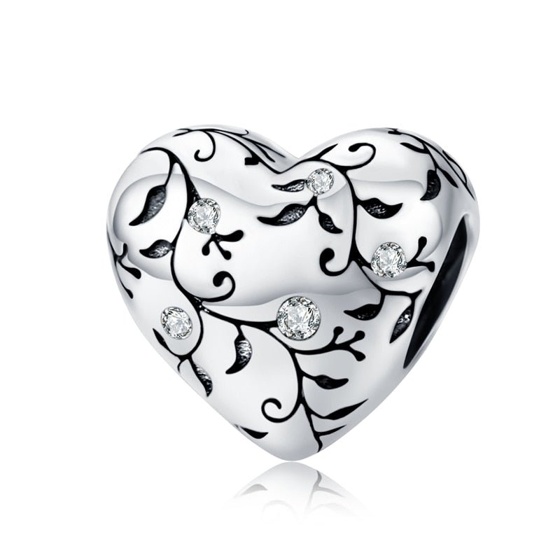 Heart Shaped Created Diamond & Enamel Beads-Black Diamonds New York