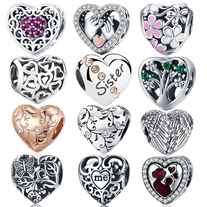 Heart Shaped Created Diamond & Enamel Beads-Black Diamonds New York