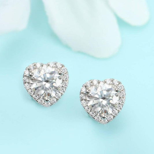 Heart Shaped Halo Diamond Stud Earrings-Black Diamonds New York