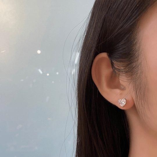Faux diamond stud earrings hot sale