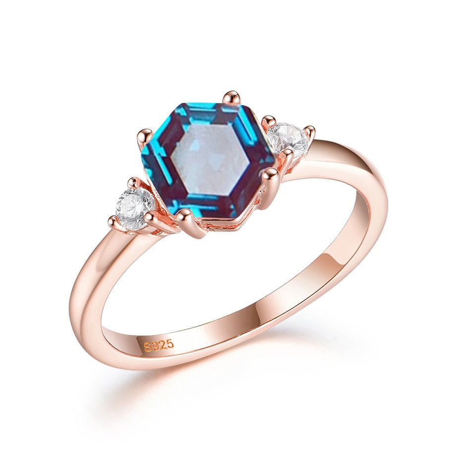 Hexagon Lab Grown Alexandrite Gemstone Ring from Black Diamonds New York