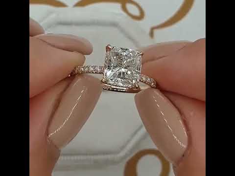 Rose Gold 3.0ct Cushion Cut White Sapphire Engagement Ring