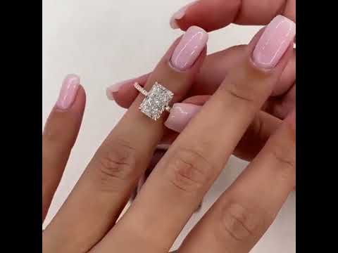 Rose Gold Radiant Cut Simulated Diamonds Engagement Ring