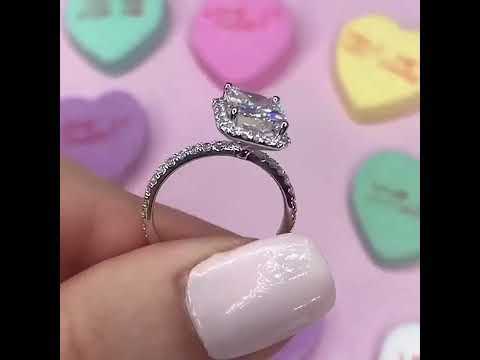 White Gold Halo Radiant Cut Simulated Diamond Engagement Ring