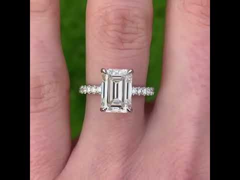 White Gold Emerald Cut Women's Engagement Ring