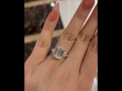 Emerald Cut White Sapphire Three Stone Engagement Ring