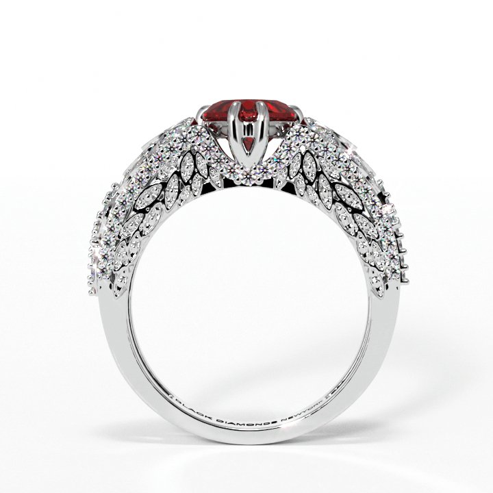 Infinity x Infinity Ring- Red Heart and Cross Created Diamond Gothic Ring-Black Diamonds New York