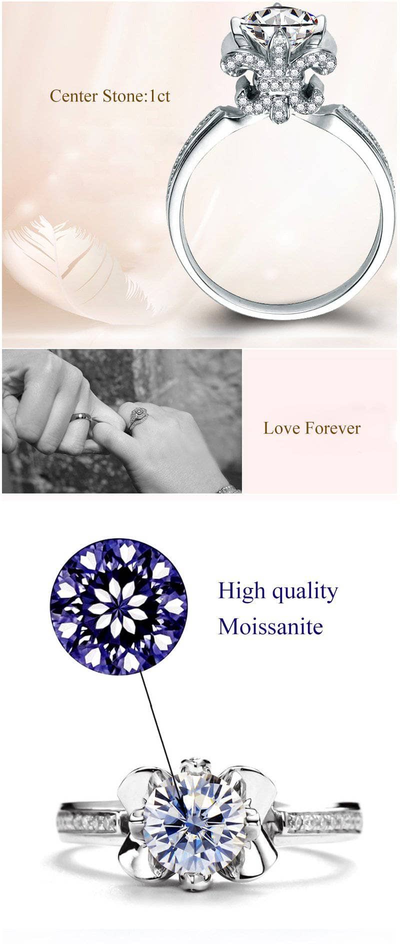 Iris Bud Shape Setting Moissanite Ring from Black Diamonds New York