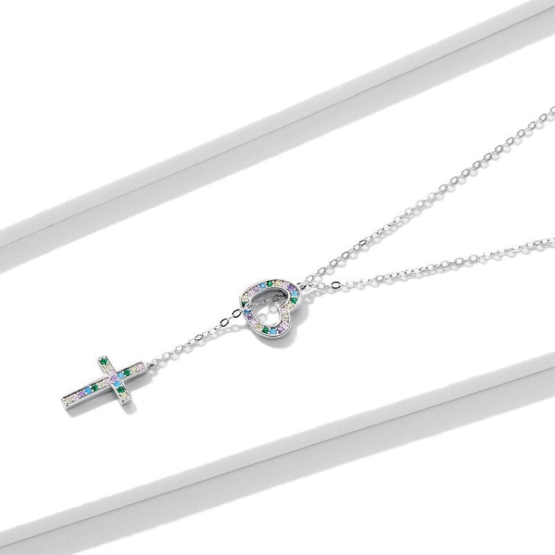 Love & Cross Created Diamond Necklace-Black Diamonds New York