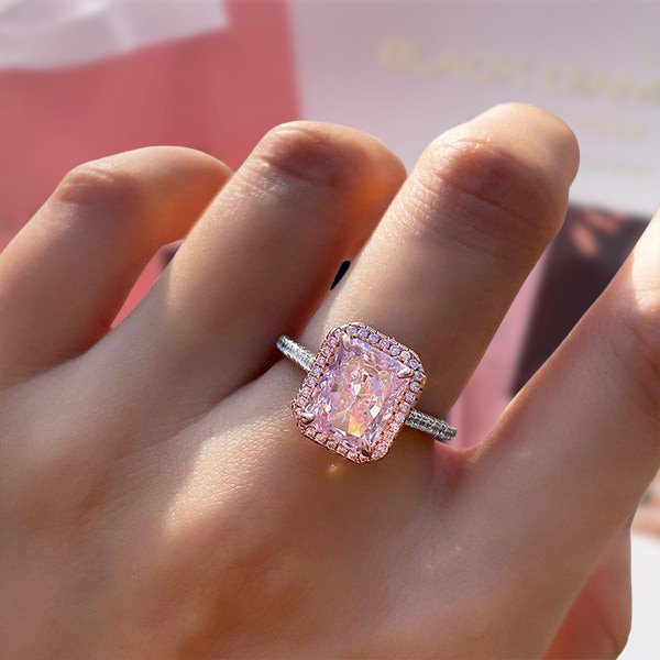 Amazon.com: 925 Sterling Silver Shiny Full Diamond Heart-Shaped Pink  Gemstone Ring Cubic Zirconia Rings CZ Diamond Ring Eternity Engagement  Wedding Band Ring for Women (US Code 9) : Clothing, Shoes & Jewelry