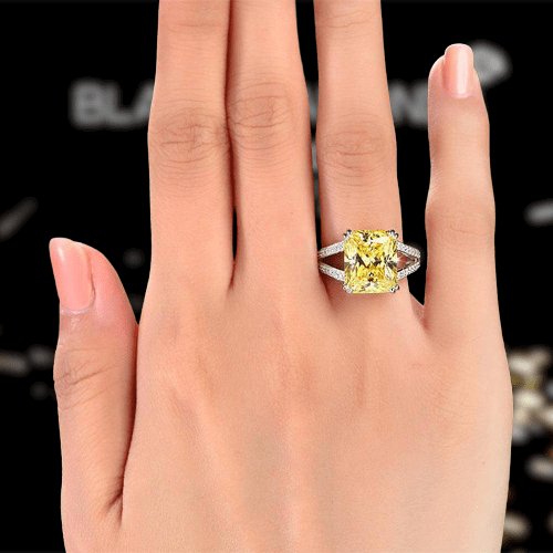 6ct Asscher Cut cheapest Canary Ring